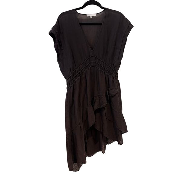 IRO Black Sheer Cap Sleeve Layered Mini Dress Sz 8 - Picture 1 of 14